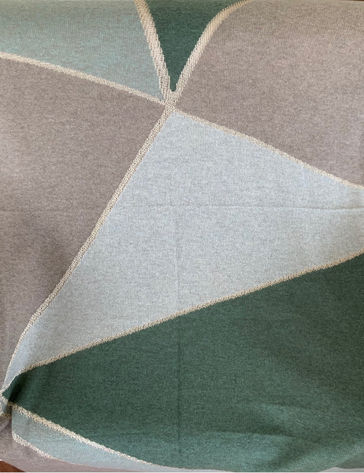 Shawl 100% Cashmere Naturel Shades of Green Colors with Golden trim Great Gift