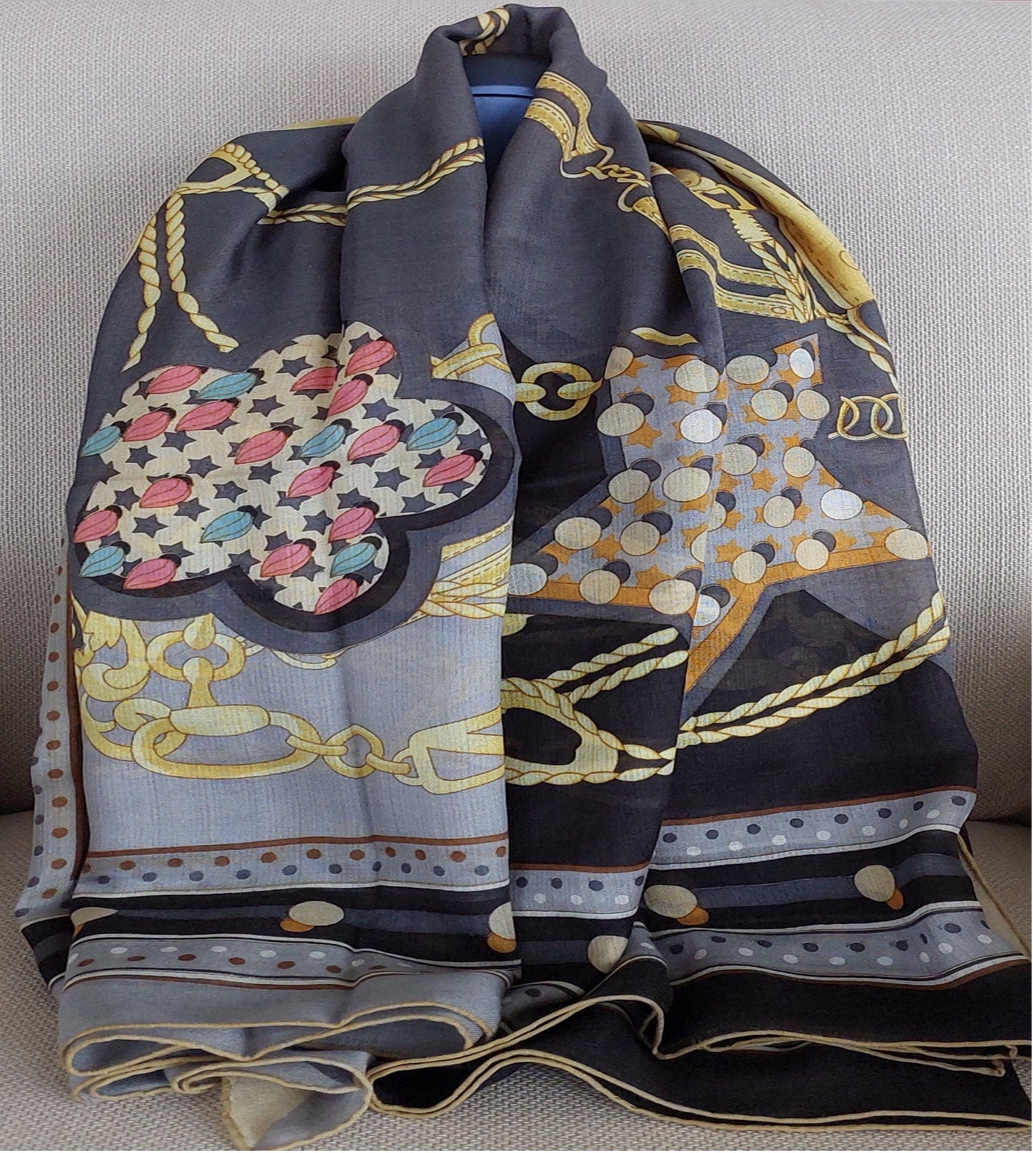 Woman Shawl Light Weight Cashmere and Silk 140 cm Black Grey Pink Yellow Colors Great Gift for Her