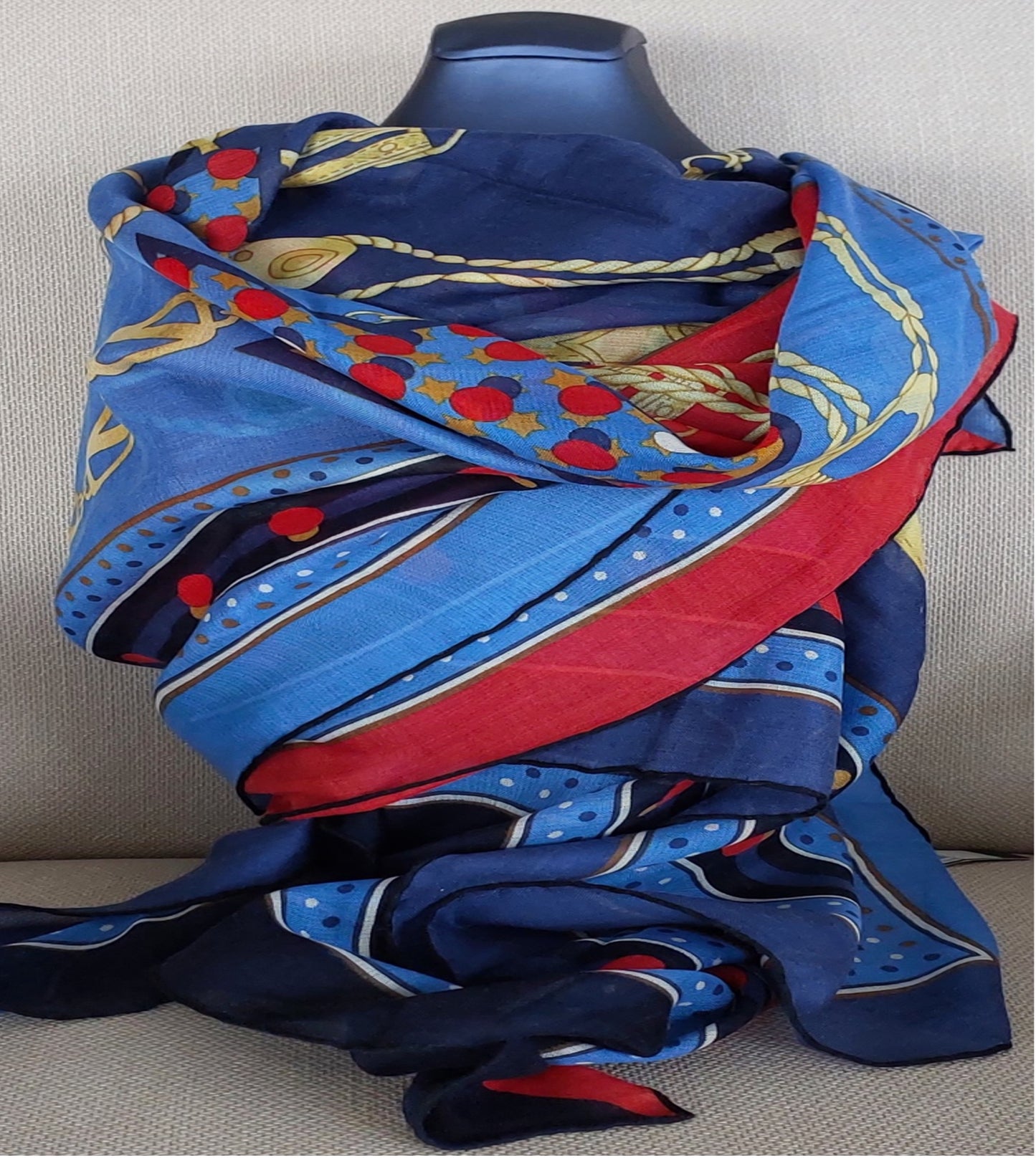 Woman Shawl Light Weight Cashmere and Silk 140 cm Red Navy Blue Yellow Colors Great Gift for Her