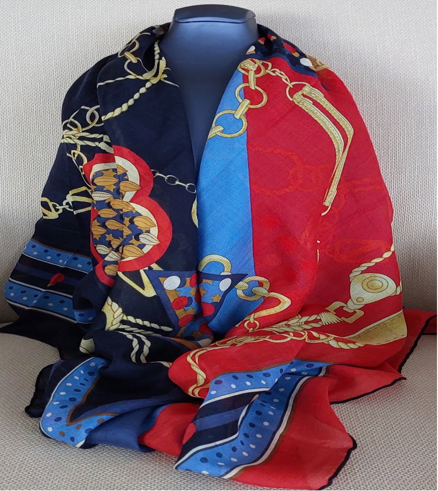 Woman Shawl Light Weight Cashmere and Silk 140 cm Red Navy Blue Yellow Colors Great Gift for Her