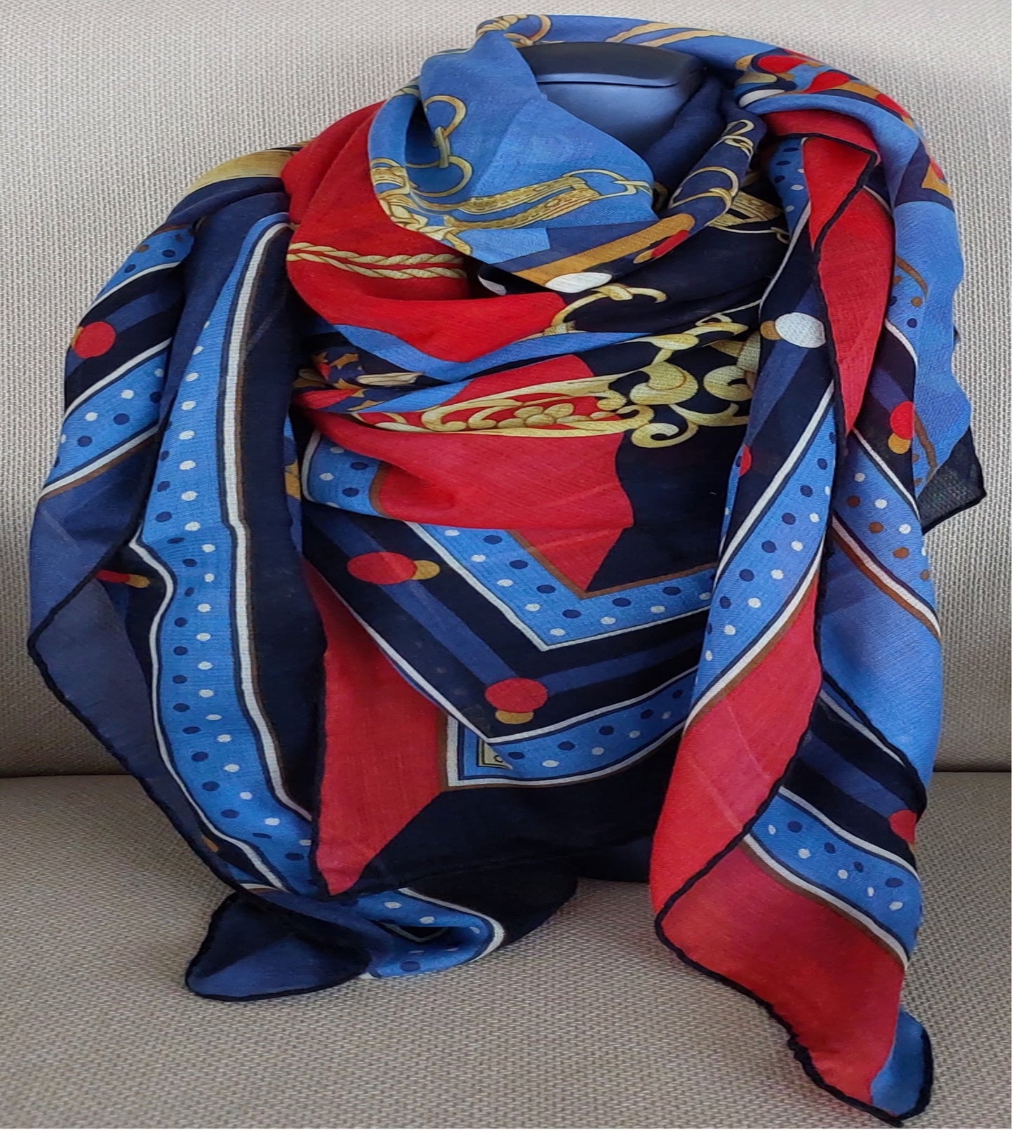 Woman Shawl Light Weight Cashmere and Silk 140 cm Red Navy Blue Yellow Colors Great Gift for Her