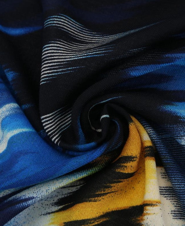 Great Gift Woman Long Shawl Wool Light Weight Navy Blue Colors 68 x 200 cm