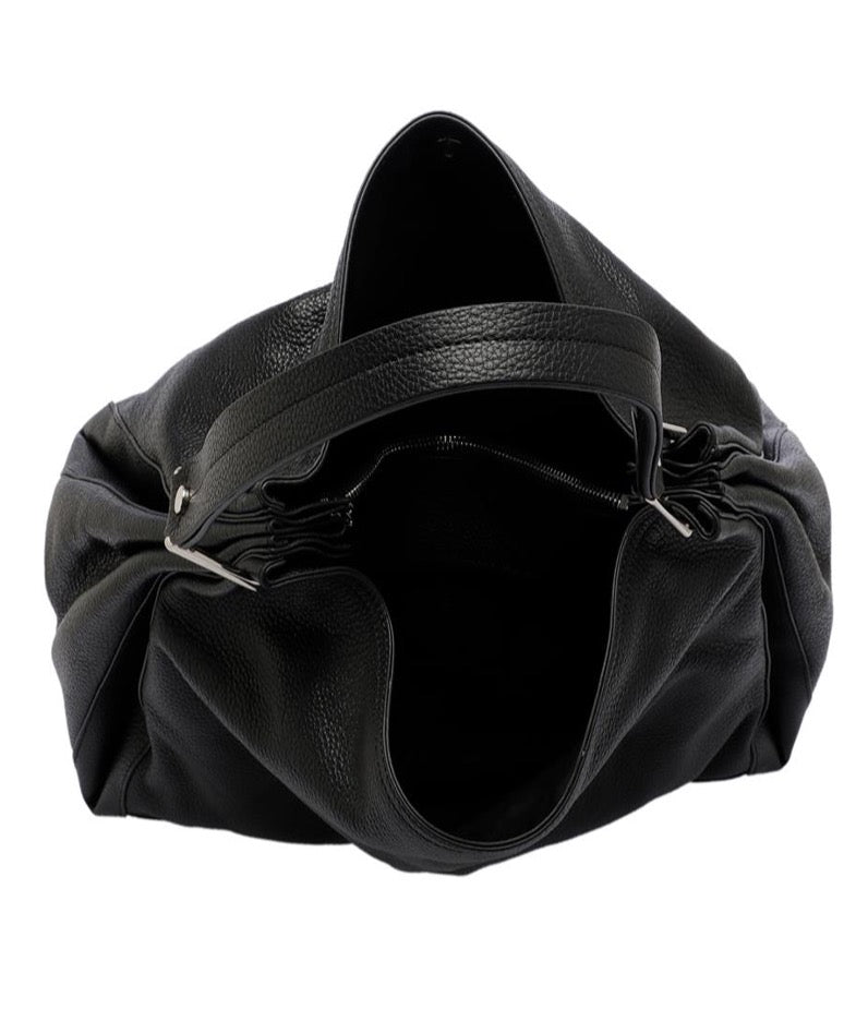 Tolles Geschenk für Damenhandtasche, groß, Hobo-Stil, schwarze Farbe, echtes Echtleder, silberfarbene Accessoires