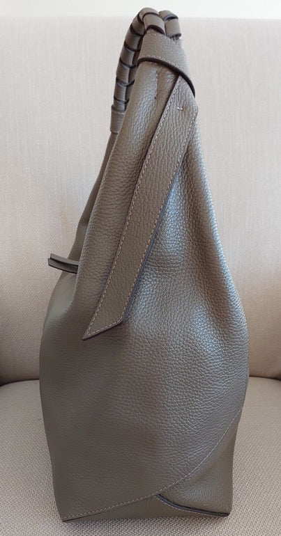 Great Gift Woman Handbag Hobo Style Khaki Tan Color Genuine Real Leather Gold Accessories