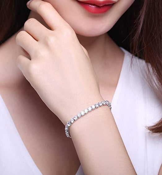 Bracelet 4MM Design White Gold Color Cubic Zirconia