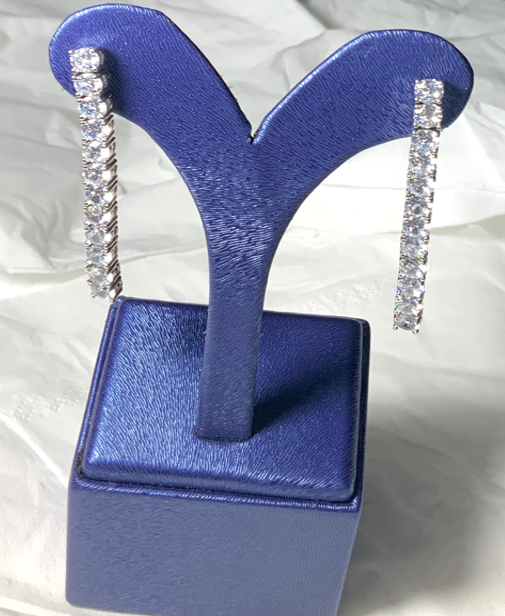 Earrings 12 Cubic Zircon White Gold Color 3AAA Long Classic Design