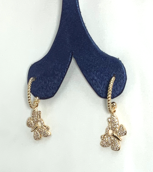Pendientes Forma Mariposa Circón Chapado En Oro