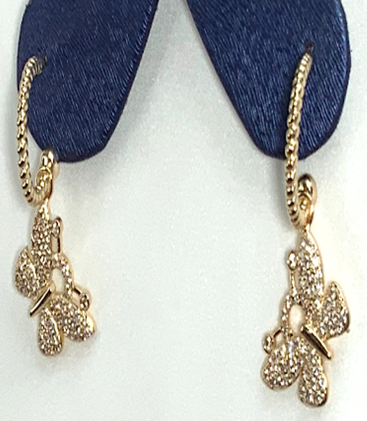 Pendientes Forma Mariposa Circón Chapado En Oro