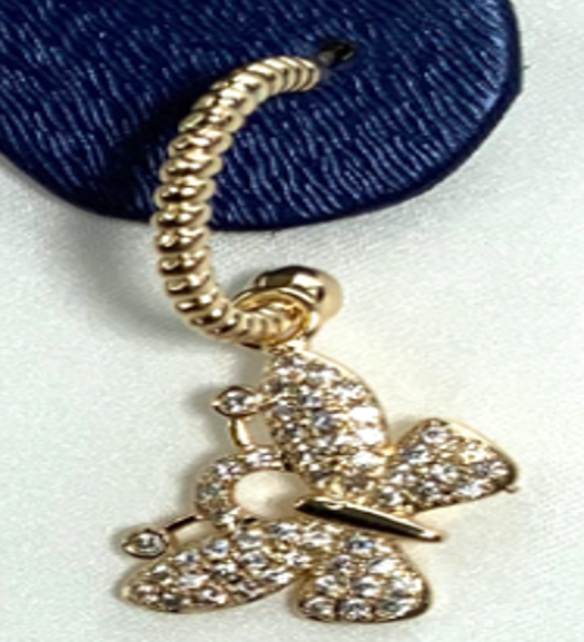 Pendientes Forma Mariposa Circón Chapado En Oro