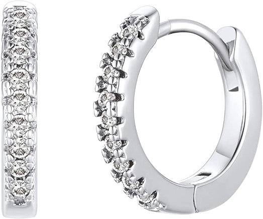 Earrings Circle White Platinum Plated Zircon S925 Silver