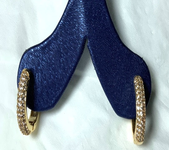 Earrings Huggie Circle Yellow Gold Color Plated Zirconia Cubic 3AAA