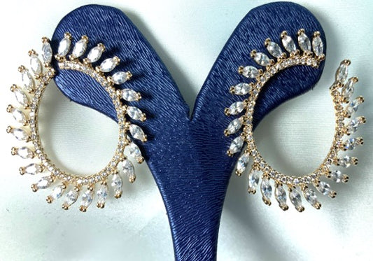 Earrings Designer Style Circle Shape Gold Color Zirconia