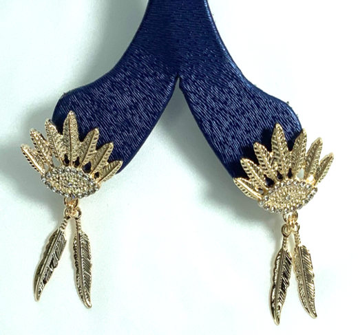 Earrings Eye with leaves Gold Color Zircon