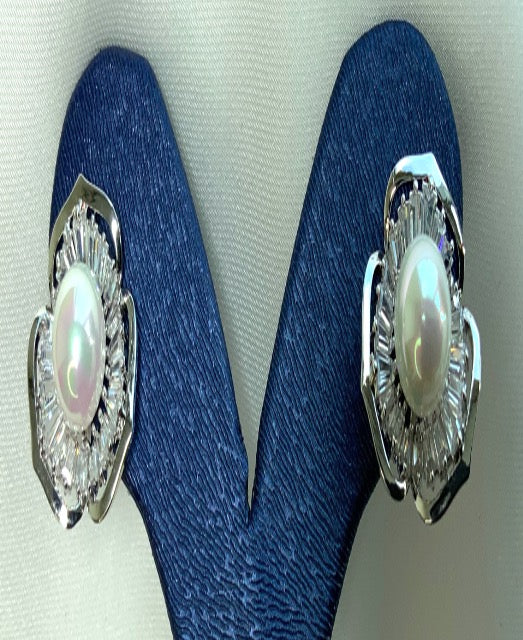 Pendientes Forma Flor Plata S925 Color Blanco Perla Zirconia