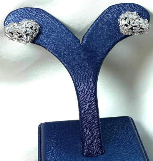 Woman Earrings Heart Shape Silver S925 Zirconia White Color