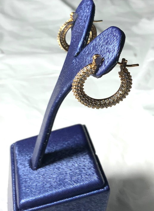Earrings Hoops Circle Gold Color Cubic Zircon
