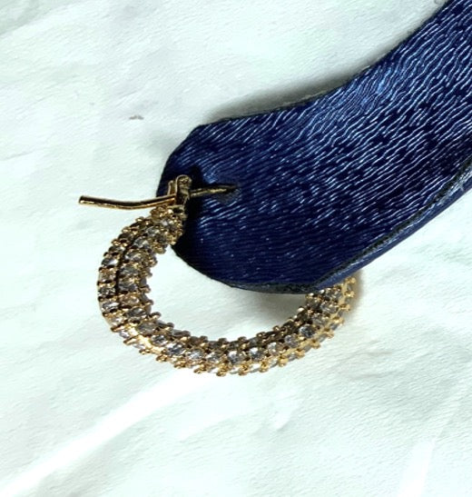Earrings Hoops Circle Gold Color Cubic Zircon