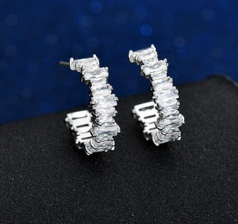 Earrings Hoops Designer Style Gold White Color Cubic Zircon