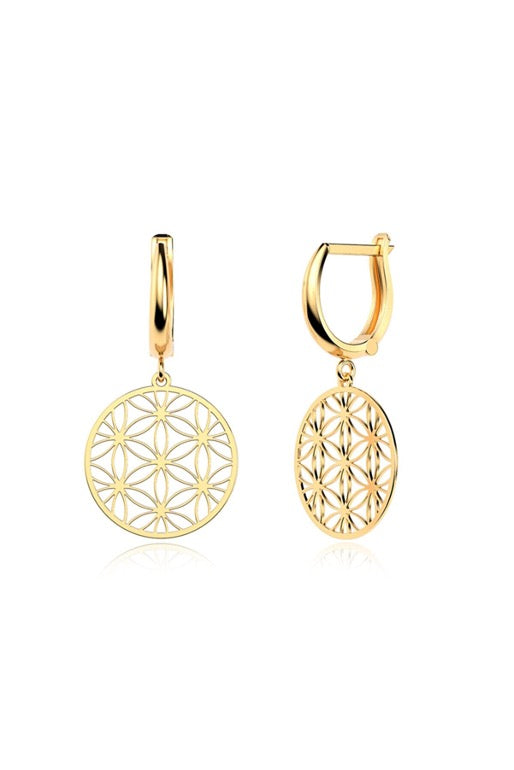 Earrings Hoops Yellow Circle Gold Color