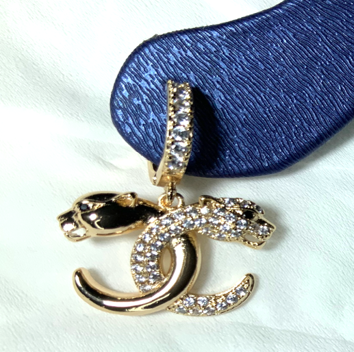 Earrings Leopard Hoop Style Yellow Gold Color Zirconia