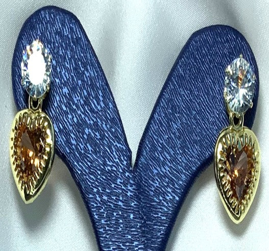 Earrings Stud Onyx Stones Gold Color Zirconia