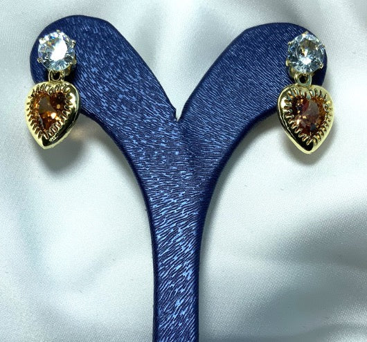 Earrings Stud Onyx Stones Gold Color Zirconia