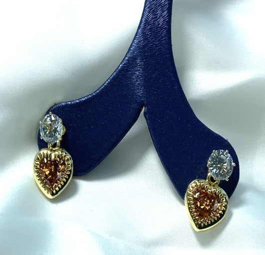 Earrings Stud Onyx Stones Gold Color Zirconia