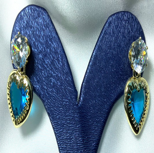 Earrings Stud Topaz Stones Gold Color Zirconia