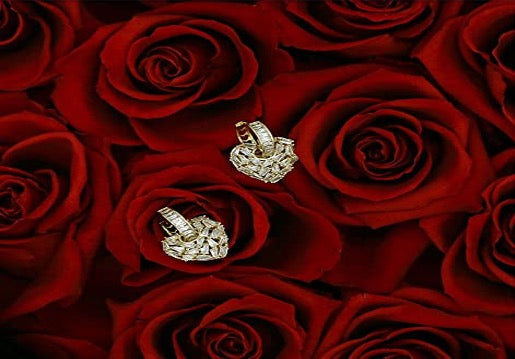Juego de 2 piezas de aretes en forma de corazón de color dorado con circonitas cúbicas.