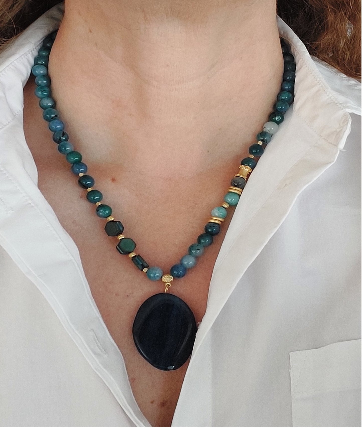 Jewelry Set Necklace Bracelet Ring 3 pieces Handmade Gemstones Blue Sodalite Great for Gifts