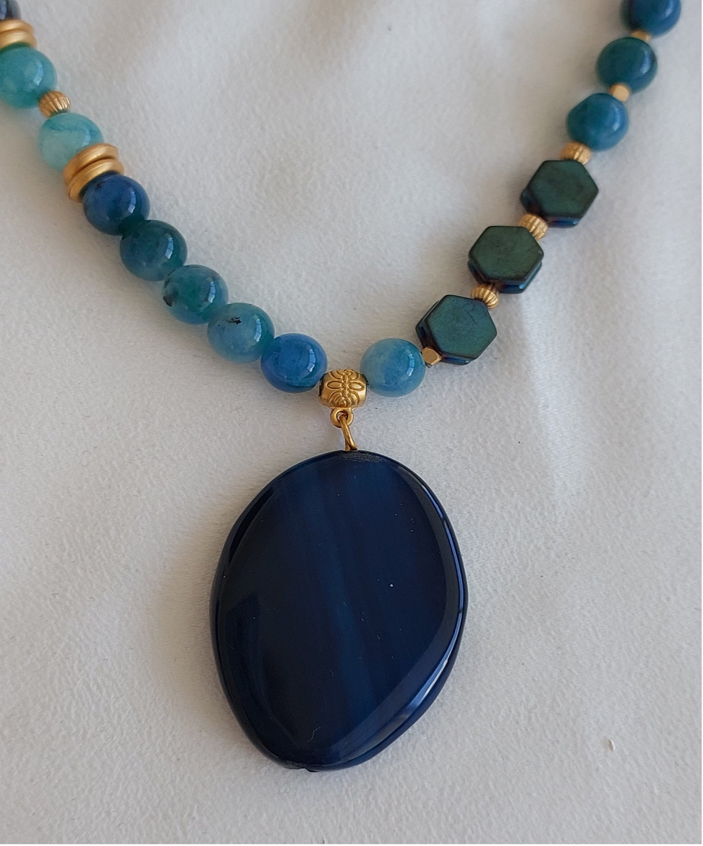 Jewelry Set Necklace Bracelet Ring 3 pieces Handmade Gemstones Blue Sodalite Great for Gifts