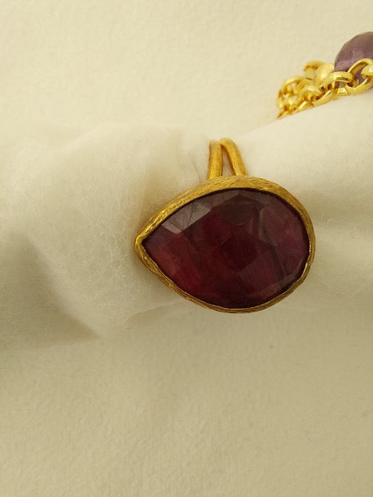 Schmuckset Halskette Ohrringe Ring 3 Stück Handgefertigte Edelsteine ​​Lila Charoit Amethyst Tolles Geschenk für die Frau