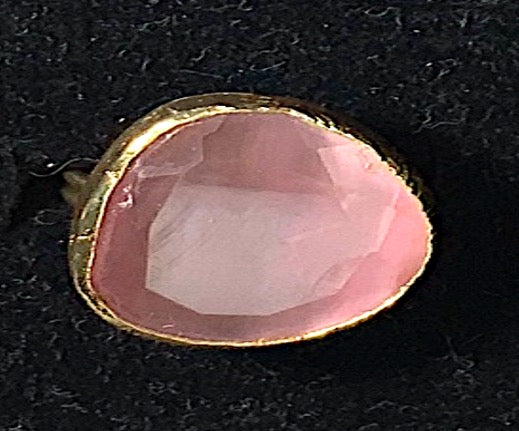Conjunto de Joyas Brazalete Anillo Pendientes Cuarzo Rosa Color Oro