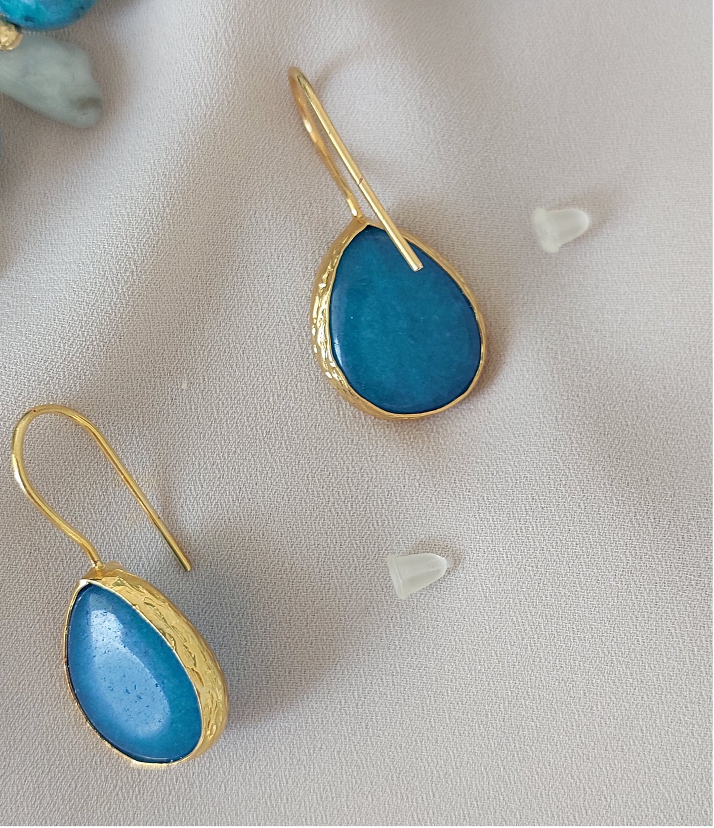 Jewelry Set Double layer Necklace Bracelet Ring Earrings Handmade Gemstones Blue Apatite Stones Great for Gifts 4 pieces