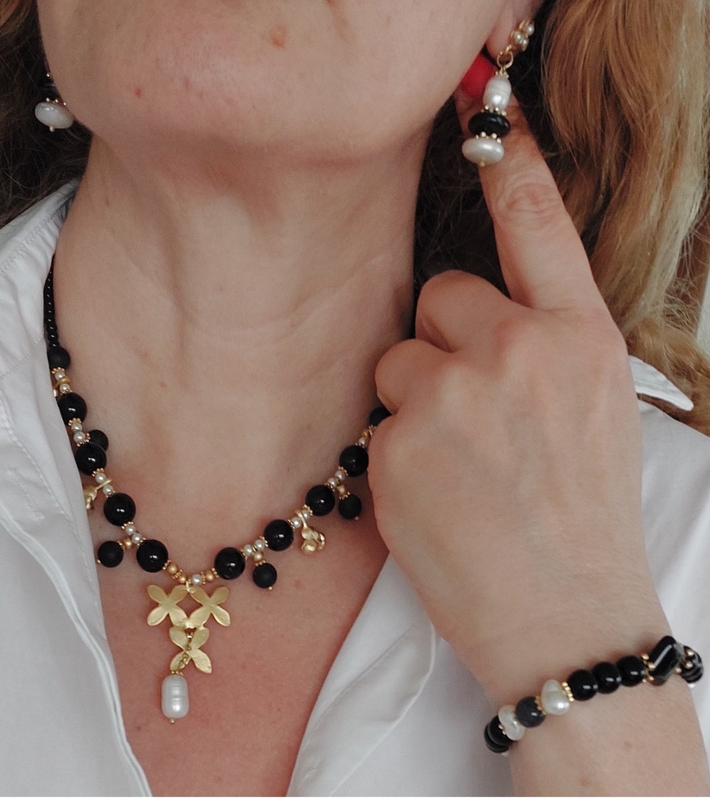 Schmuckset Halskette und Ring handgefertigte Edelsteine ​​Grüner Achat Malachit Tolles Geschenk für die Frau