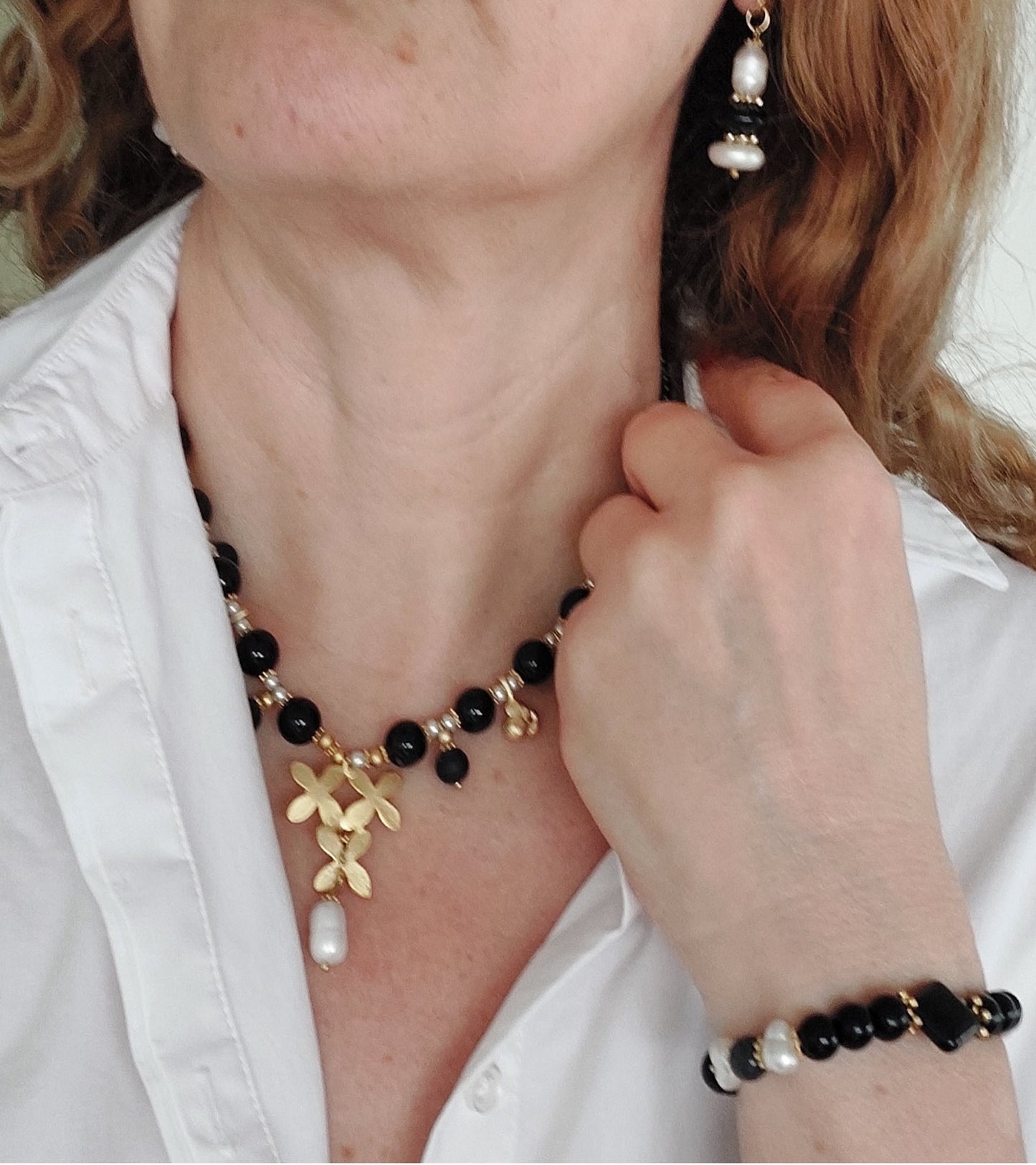 Schmuckset Halskette und Ring handgefertigte Edelsteine ​​Grüner Achat Malachit Tolles Geschenk für die Frau
