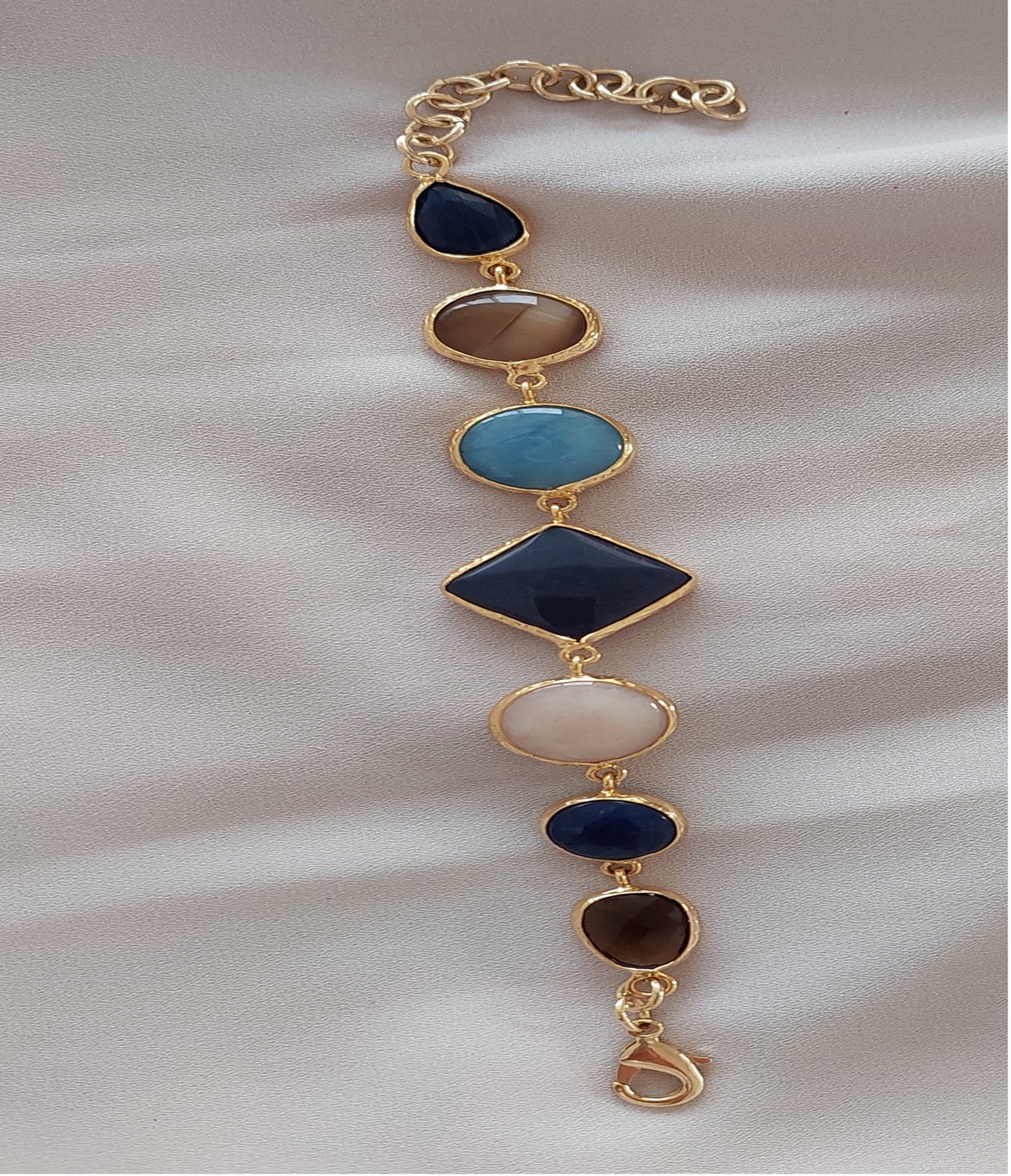 Schmuckset Halskette Armband Ring 3 Stück Handgemachte Edelsteine ​​Blauer Sodalith Ideal für Geschenke