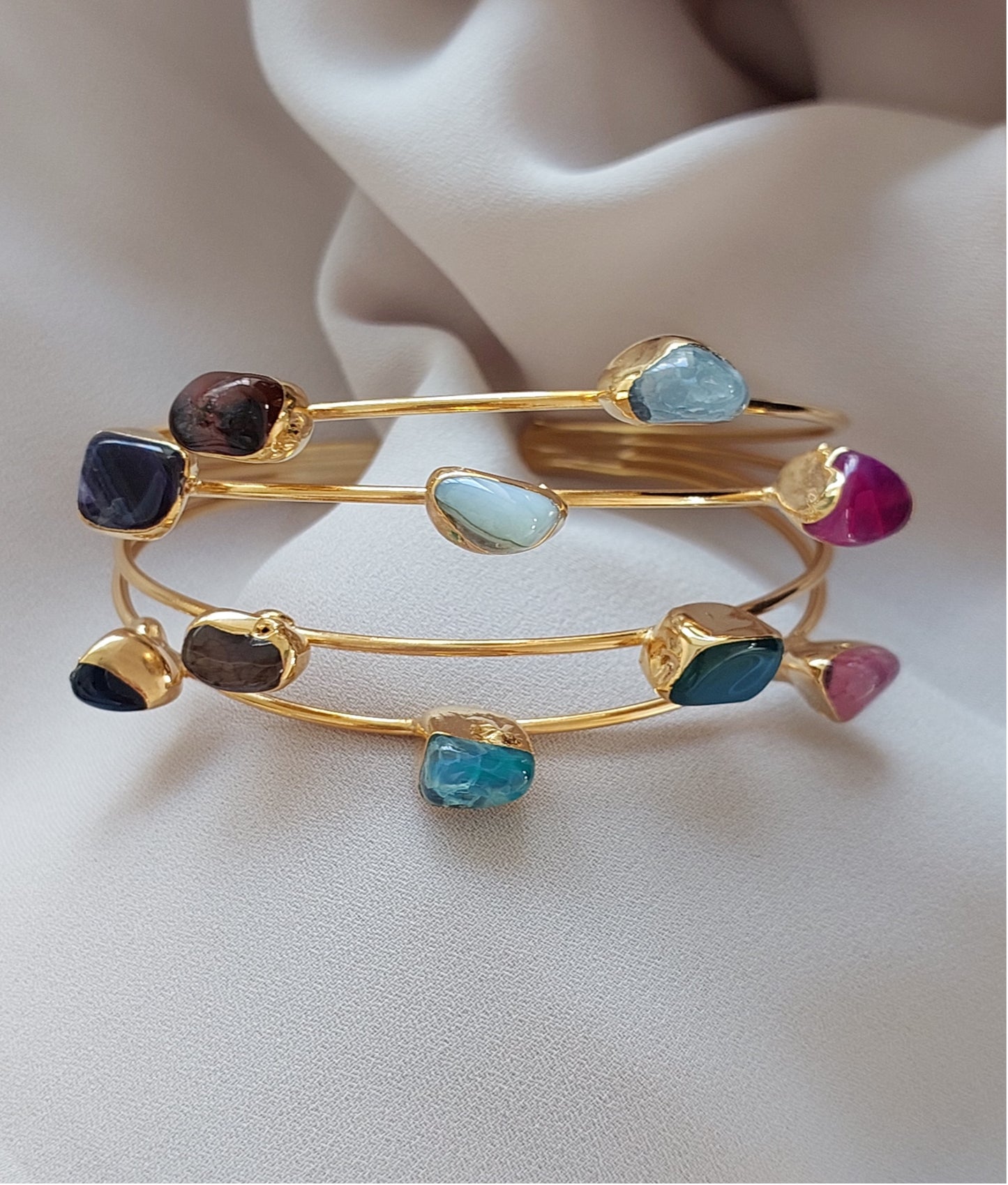 Halskette Edelsteine ​​Gold Multi Farben Blaue Steine