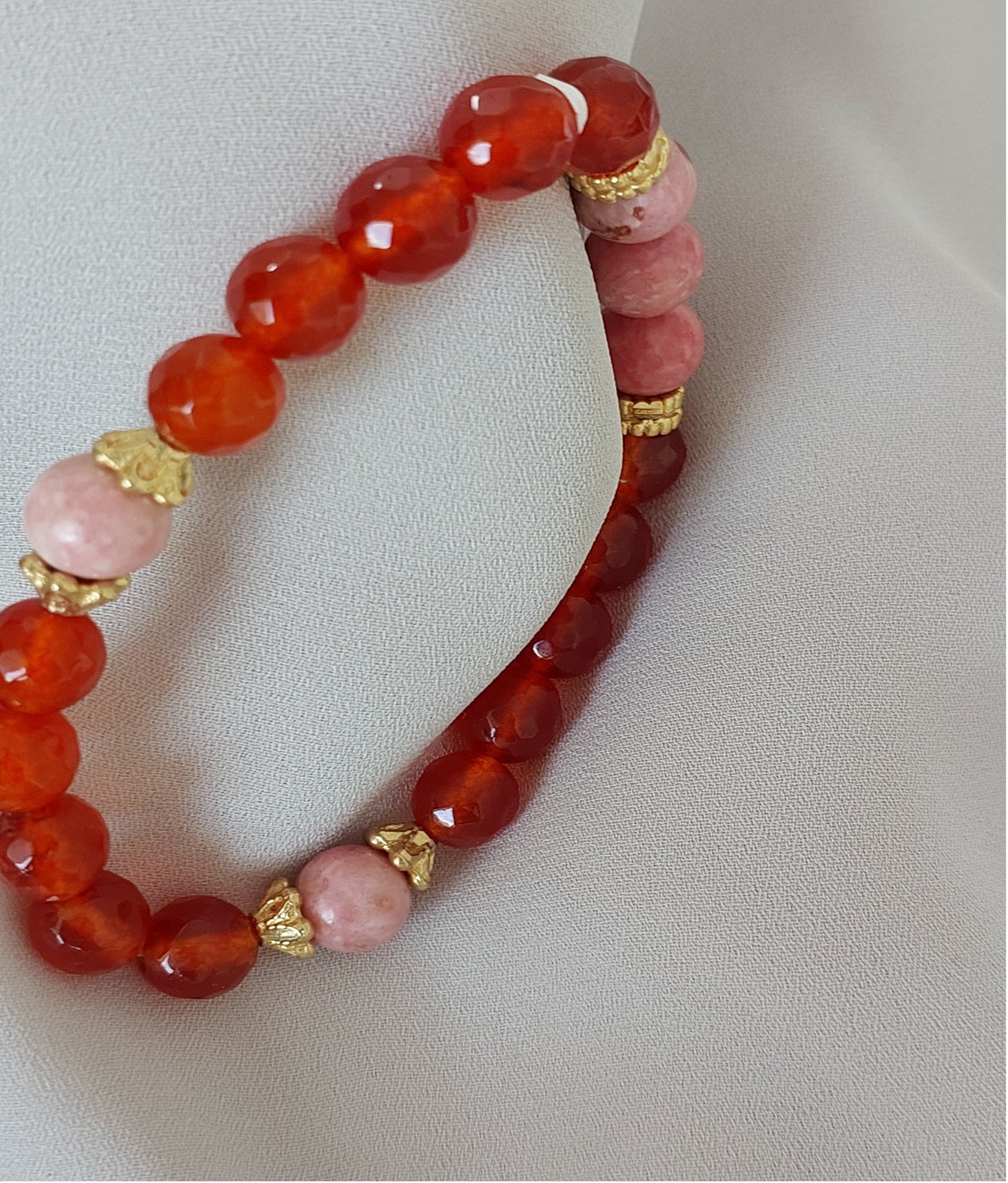 Conjunto de Joyas Collar Pendientes Anillo 3 Piezas Piedras Preciosas Hechas a Mano Rosa Rojo Jaspe Turquesa Gran Regalo para Mujer
