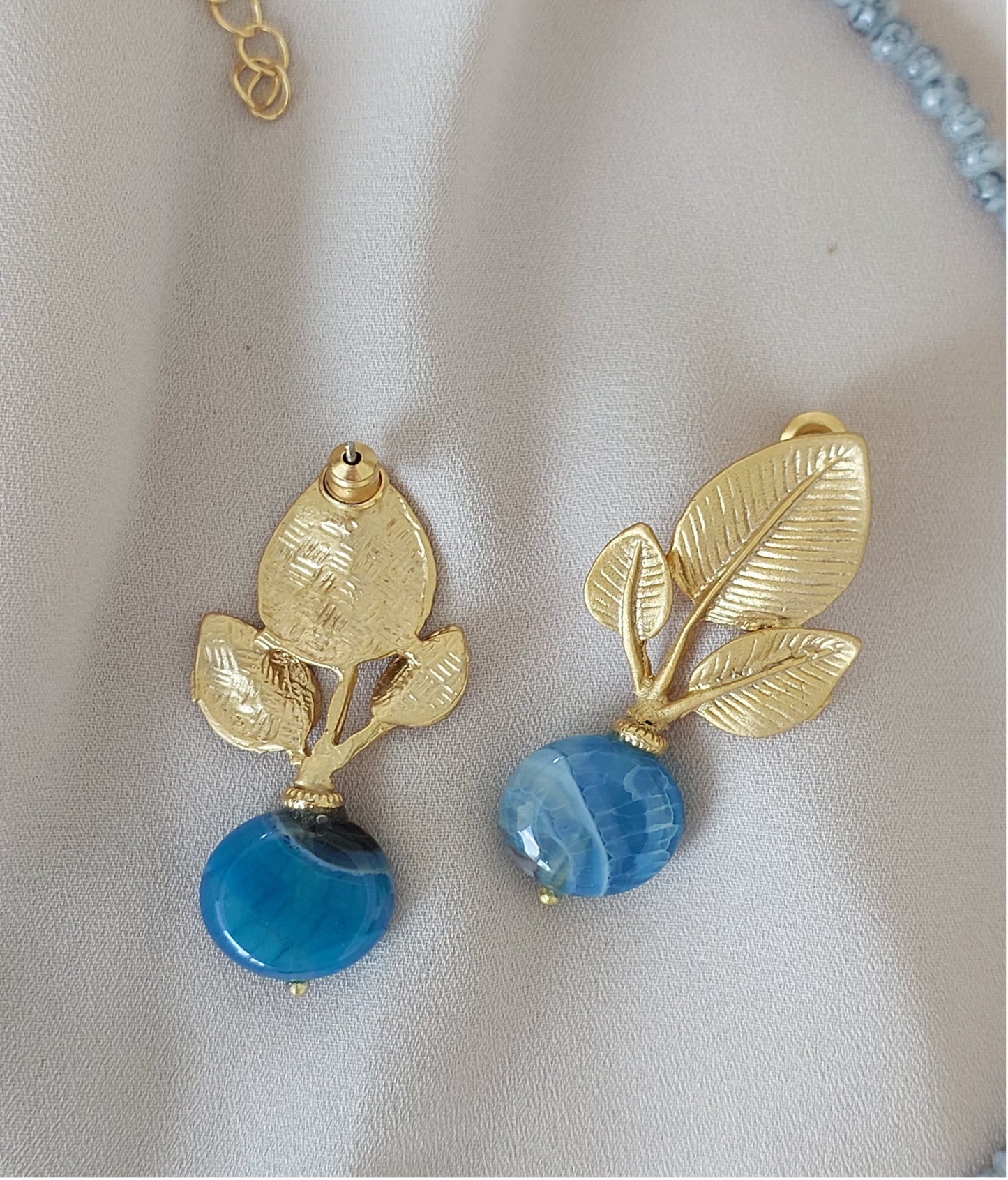 Schmuckset Halskette Ohrringe 2 Stück handgefertigte Edelsteine ​​Türkis Amazonit Blau Perlen Gold Anhänger Tolles Geschenk für die Frau