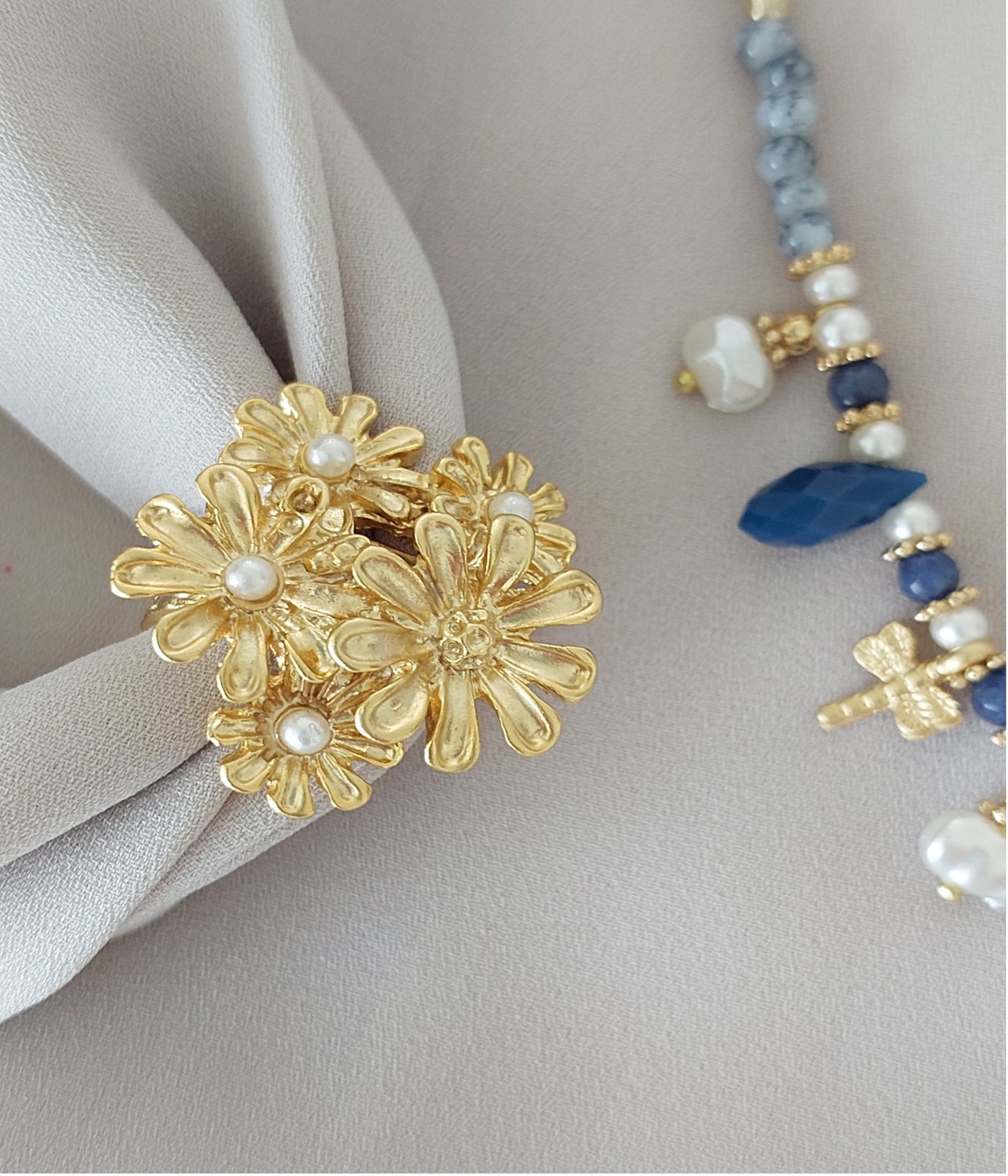 Schmuckset Halskette Ohrringe 2 Stück handgefertigte Edelsteine ​​Türkis Amazonit Blau Perlen Gold Anhänger Tolles Geschenk für die Frau