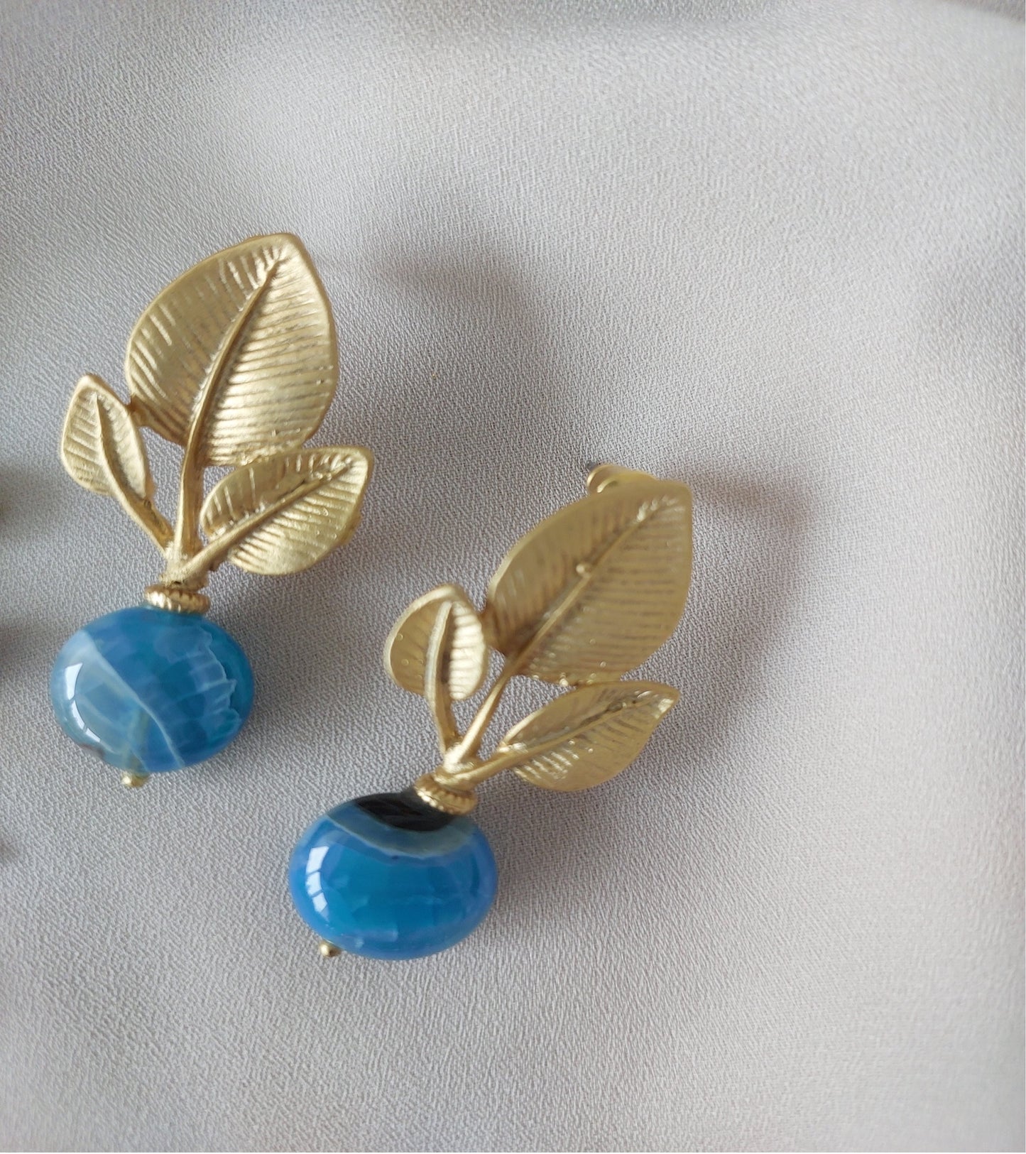 Schmuckset Halskette Ohrringe 2 Stück handgefertigte Edelsteine ​​Türkis Amazonit Blau Perlen Gold Anhänger Tolles Geschenk für die Frau