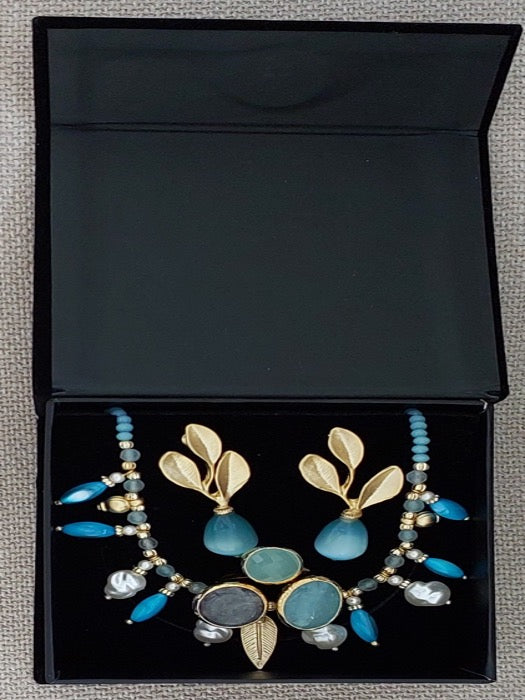 Schmuckset Halskette und Ring handgefertigte Edelsteine ​​Grüner Achat Malachit Tolles Geschenk für die Frau