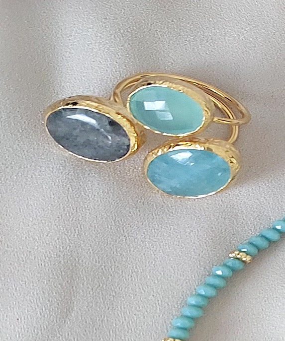Schmuckset Halskette und Ring handgefertigte Edelsteine ​​Grüner Achat Malachit Tolles Geschenk für die Frau