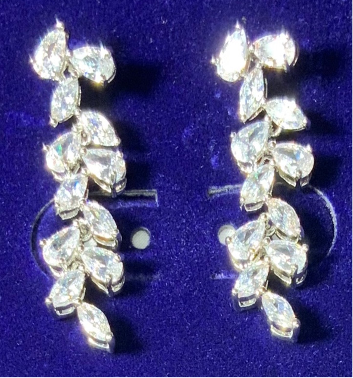 Conjunto de Joyas Boda 2 Capas Collar Pendientes Circonitas Color Oro Blanco
