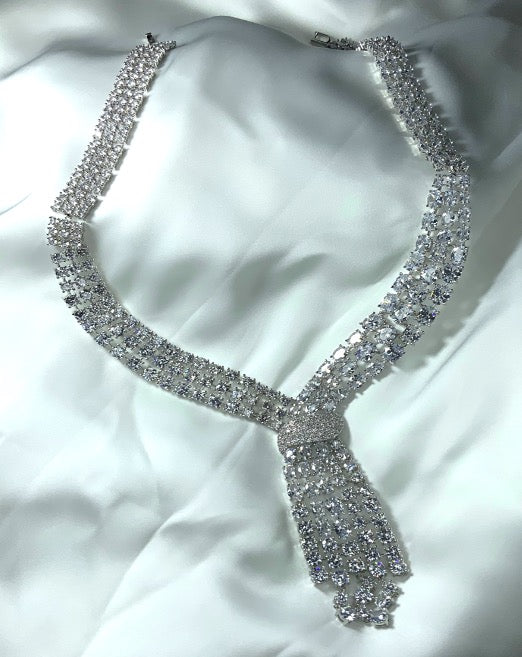 Conjunto de Joyas Collar de Boda Pendientes Circonitas Color Oro Blanco