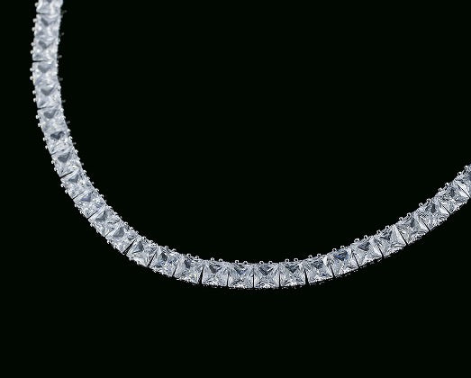 Conjunto de Joyas Collar Pendientes 6MM Circonitas Corte Princesa Oro Blanco