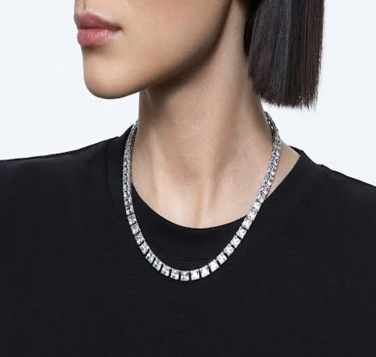 Conjunto de Joyas Collar Pendientes 6MM Circonitas Corte Princesa Oro Blanco
