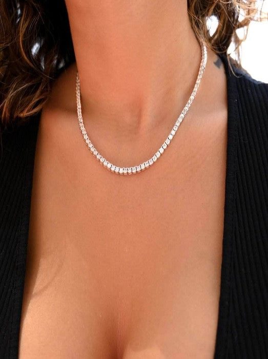 Necklace 3mm Tennis Diamond Zirconia yellow Gold Color