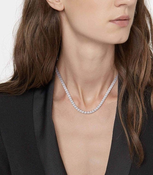 Necklace 5mm Tennis Diamond Zirconia White Gold Color